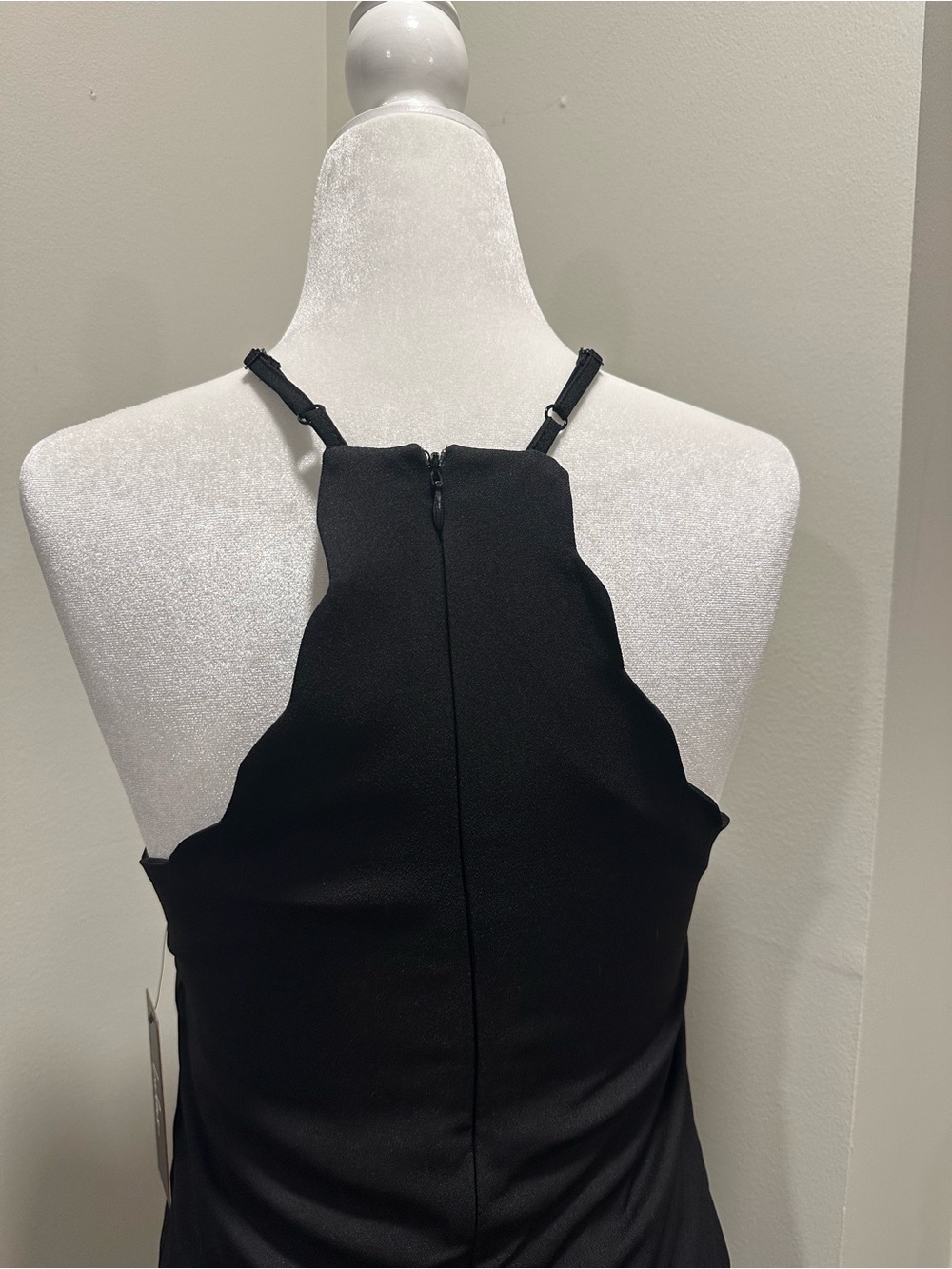 NWT Lulus Black Scalloped High Neck Mini Dress XS - Picture 7 of 10